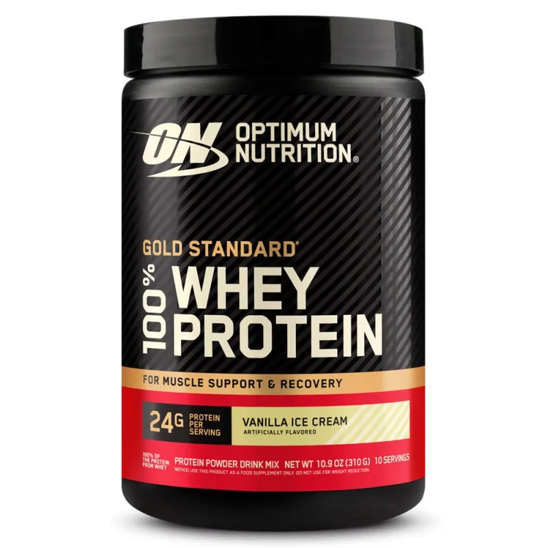 Envase de proteína Gold Standard 100% Whey Protein 10 Serv, vista frontal