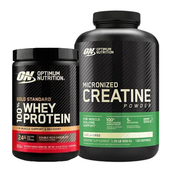 Creatine 120 serv Optimum + Gold Standard 100% Whey Chocolate 10 serv